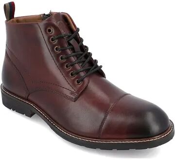 Thomas & Vine Avrum Cap Toe Men's Leather Ankle Boot, Size: Medium (9.5), Dark Red