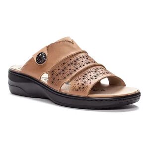 Propet Gertie Women's Leather Slide Sandals, Size: 8 XW, Beig/Green