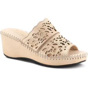 Spring Step Khyahey Women's Leather Wedge Sandals, Size: 39, Med Beige