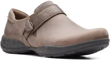 Clarks Roseville Dot Women's Leather Slip-On Shoes, Size: 6 Wide, Dark Beige