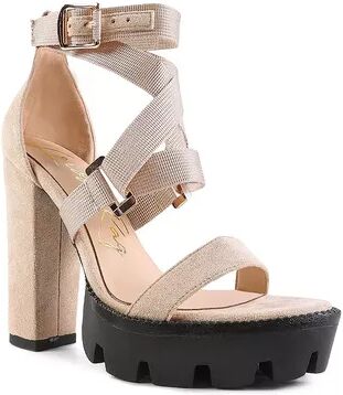 London Rag Fresh Daisy Women's Block Heel Dress Sandals, Size: 9.5, Brown