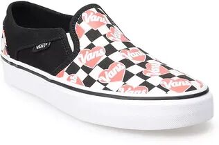 Vans Asher Checkerboard Women's Slip-On Shoes, Size: Medium (8.5), Black