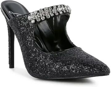 London Rag Twinklet Women's Glitter High Heel Shoes, Size: 8, Black