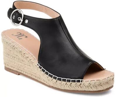 Journee Collection Crew Women's Espadrille Wedges, Size: 7, Black