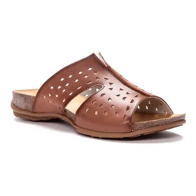 Propet Fionna Women's Leather Slide Sandals, Size: 9 XXW, Brown