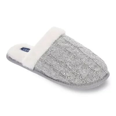 IZOD Cable Knit Women's Scuff Slippers, Size: 9/10, Grey