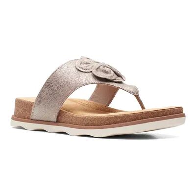Clarks Brynn Style Women's Leather Thong Sandals, Size: 7.5, Med Beige