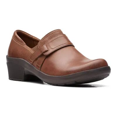 Clarks Angie Poppy Women's Leather Slip-On Dress Shoes, Size: 6.5, Brown Over