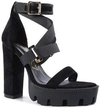 London Rag Fresh Daisy Women's Block Heel Dress Sandals, Size: 6.5, Black