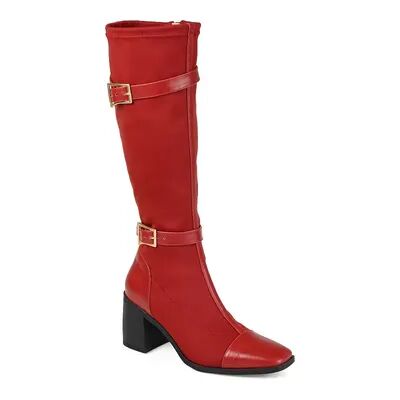 Journee Collection Gaibree Women's Buckle Knee-High Boots, Size: 11 W XWc, Red
