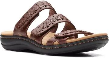 Clarks Laurieann Cove Women's Leather Slide Sandals, Size: 9 Wide, Brown