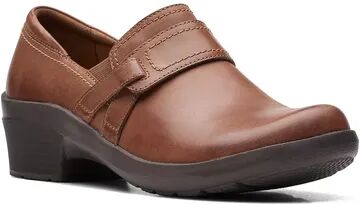 Clarks Angie Poppy Women's Leather Slip-On Dress Shoes, Size: 11, Brown Over