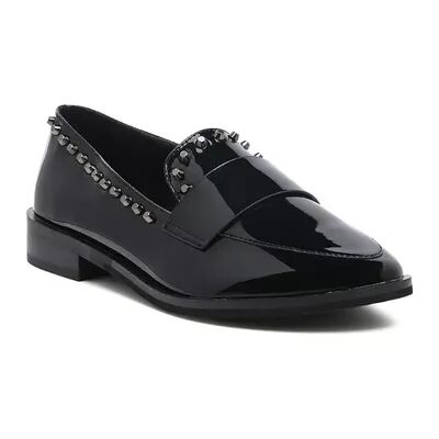 Rag & Co Emilia Women's Studded Loafers, Size: 7, Black