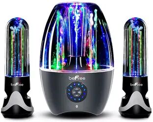 beFree Sound 2.1 Channel Bluetooth Multimedia LED Dancing Water Sound System, Black