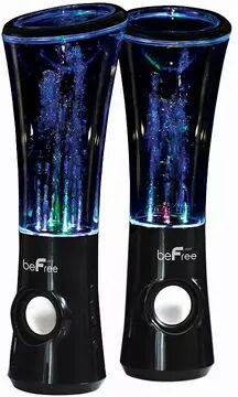 beFree Sound Multimedia Sound Reactive Color Changing LED & Dancing Water Bluetooth Computer Speakers, Black