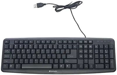 Verbatim Slimline Corded USB Keyboard, Black