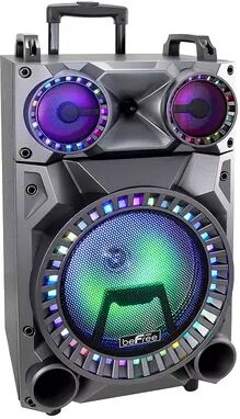 beFree Sound Rechargeable 12-Inch Bluetooth Portable Party Speaker with Party Lights, Black