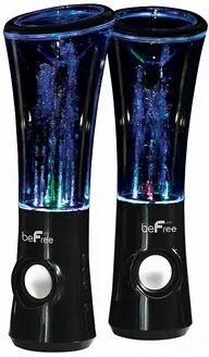 beFree Sound Multimedia Sound Reactive Color Changing LED & Dancing Water Bluetooth Computer Speakers, Black