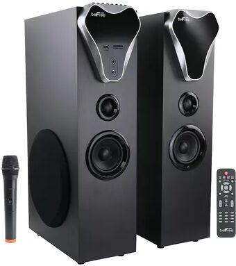 beFree Sound 2.1 Channel Bluetooth Tower Speakers with Optical Input, Black