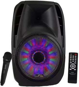 beFree Sound 15-Inch Portable Bluetooth Speaker with Sound/Volume Reactive Lights, Black