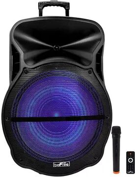 beFree Sound 18-Inch Bluetooth Portable Rechargeable Party Speaker with Reactive LED Party Lights & FM Radio, Black