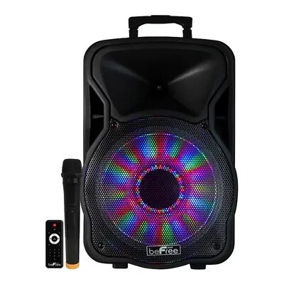 beFree Sound 12-Inch 2500 Watt Bluetooth Rechargeable Portable Party PA Speaker with Illuminating Lights, Black