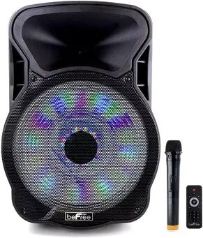 beFree Sound 15-Inch Bluetooth Rechargeable Party Speaker with Illuminating Lights, Black