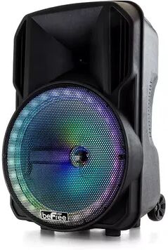 beFree Sound 12-Inch Bluetooth Rechargeable Portable PA Party Speaker with Reactive LED Lights, Black