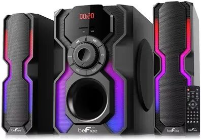 beFree Sound 2.1 Channel Bluetooth Multimedia Wired Speaker Shelf Stereo System, Black