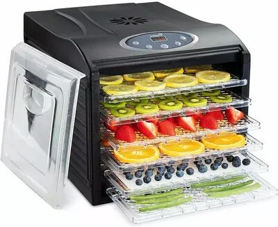 Ivation, 6 Plastic Tray Food Dehydrator For Snacks, Herbs, Fruit & Beef Jerky, Black