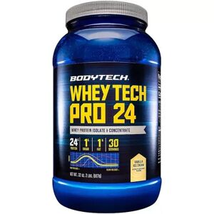 BodyTech Whey Tech Pro 24 Whey Protein Isolate & Concentrate Powder - Vanilla Ice Cream (2 Lbs. / 30 Servings), Multicolor