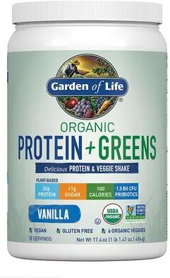 Garden of Life Organic Protein + Greens Powder - Vanilla, Multicolor, 17.4 Oz