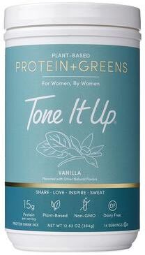 Tone It Up Plant-Based Protein + Greens Powder - Vanilla - 14 servings, Multicolor