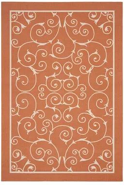 Nourison Home & Garden Scroll Indoor Outdoor Rug, Orange, 8X11 Ft