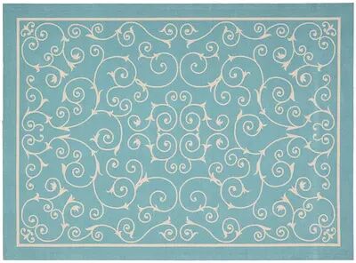 Nourison Home & Garden Scroll Indoor Outdoor Rug, Blue, 5X7.5 Ft