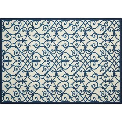 Nourison Home & Garden Caged Scroll Indoor Outdoor Rug, Blue, 4X6 Ft