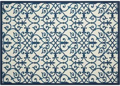 Nourison Home & Garden Caged Scroll Indoor Outdoor Rug, Blue, 8X11 Ft