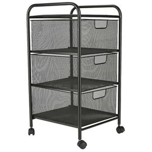 Mind Reader 3 Drawer Mesh Rolling Cart, Black, ORGANIZER