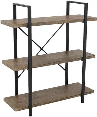 SUNNYDAZE DECOR Sunnydaze Industrial Style 3-Tier Bookshelf - Wood Veneer Shelves - Smoky Gray, Grey