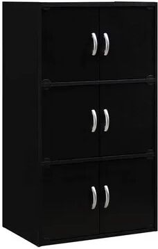 Hodedah HID33 Home 6-Door 3-Shelves Bookcase Enclosed Storage Cabinet, Black, Grey