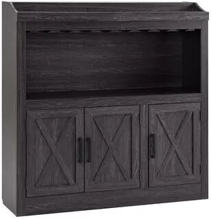 Home Source Sideboard Stemware Rack Storage Cabinet, Black