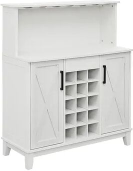 Home Source Farmhouse Microwave Stand Storage Cabinet, White