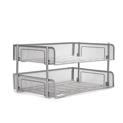 Mind Reader 2-Pack Stackable File Holder Trays, Silver, ORGANIZER