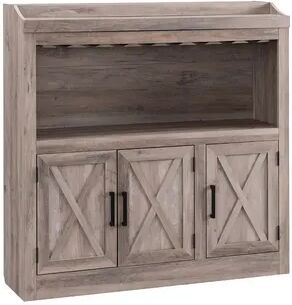 Home Source Sideboard Stemware Rack Storage Cabinet, Grey