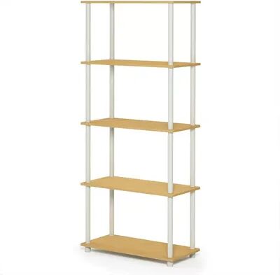 Furinno 17091BE-WH Turn-N-Tube 5-Tier Multipurpose Shelf Display Rack - Beech & White, Multicolor