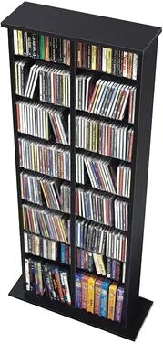 Prepac Double Multimedia Storage Tower, Black, Furniture