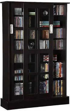 Atlantic Windowpane Multimedia Cabinet, Brown, Furniture