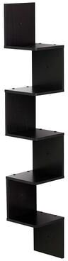 Furinno FR16123EX 5 Tier Wall Mount Floating Corner Square Shelf, Espresso, MULTI NONE