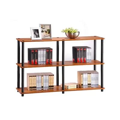 Furinno Turn-N-Tube 3-Tier Double Size Storage Display Rack, Light Cherry & Black - 29.5 x 47.2 x 11.6 in., Multicolor