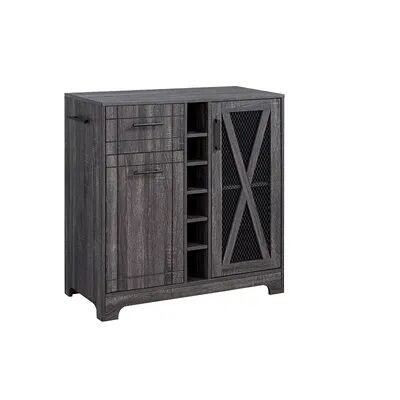 Home Source Wine Server Bar Storage Cabinet, Black